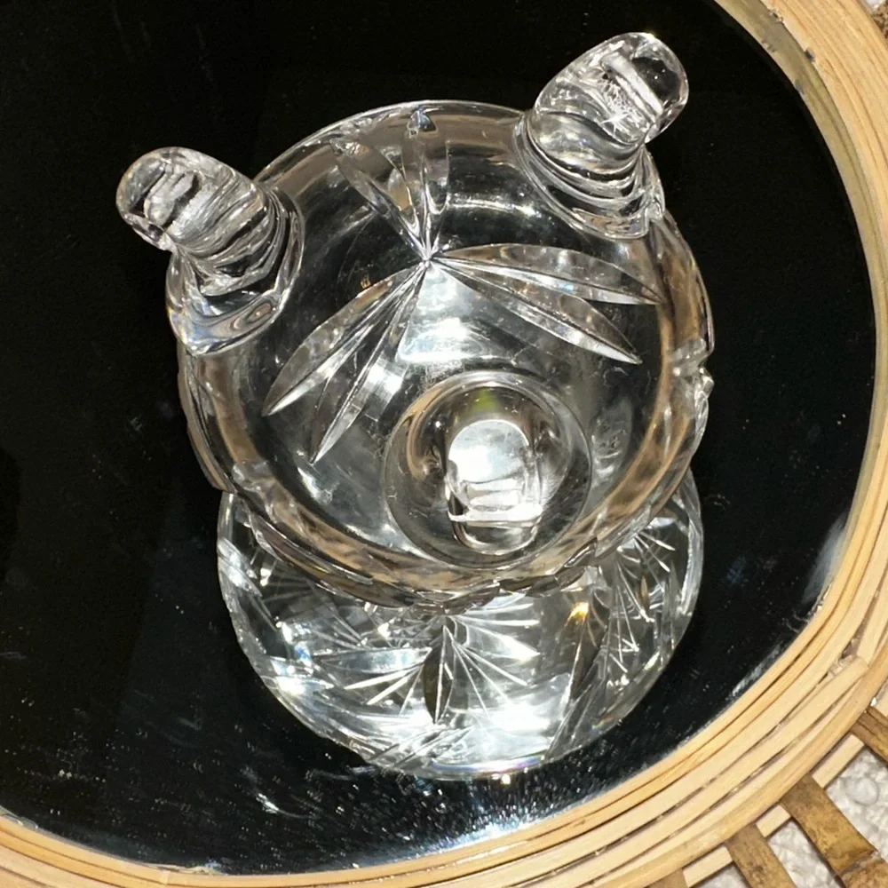 Vintage Bohemian Hand Cut Lead Crystal Pinwheel 3 Footed Vase